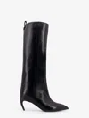 Attico Leather High Shaft Ankle Boots With Pointed Toe In Black