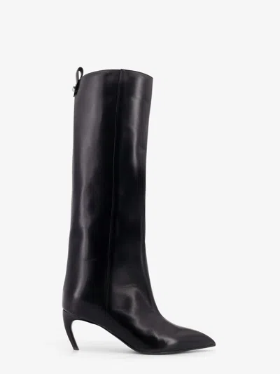 Attico Lea Leather Boots In Black