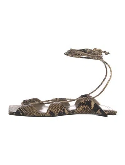 Pre-owned Attico Leather Animal Print Sandals In Neutrals