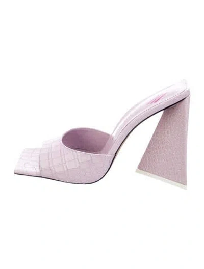 Pre-owned Attico Leather Animal Print Slides In Purple