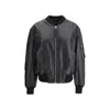 Attico Oversized Leather Bomber Jacket With Ribbed Details