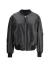 Attico Oversized Nappa Leather Bomber Jacket In Black