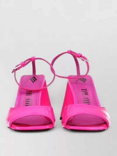 Attico Leather Ankle-strap Block-heel Sandals In Pink