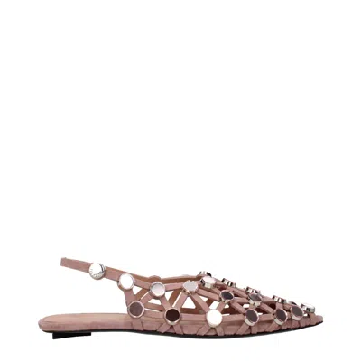 Attico Suede Flats With Open Design And Studs In Pink