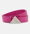 Attico Logo-plaque Leather Belt In Fuchsia