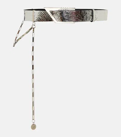 Attico Leather Belt In Silver