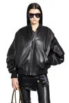 Attico Leather Bomber Jacket In Black