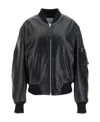 Attico Oversized Nappa Leather Bomber Jacket In Black