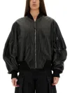 Attico Bomber Jacket With Bishop Sleeves In Black