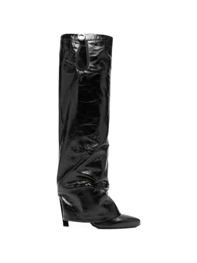 Attico Knee-high Eco-leather Boots In Black