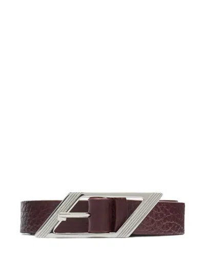 Attico Leather Buckle Belt In Brown
