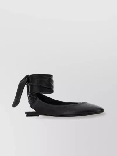 Attico Leather Cloè Slippers Flat Sole Ankle Wrap