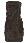Attico Brown Off-shoulder Sleeveless Mini Dress With Rear Zip Closure In Brown