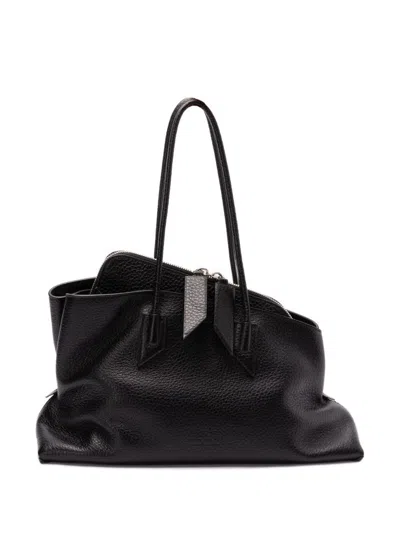 Attico Leather Handle Tote Bag La Passeggiata Medium In Black