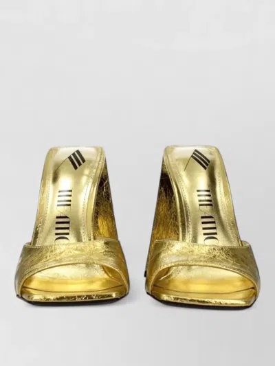 Attico Leather Heeled Mules In Yellow