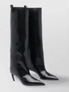 Attico Leather High Shaft Ankle Boots With Pointed Toe In Black