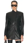 Attico Tailored Black Lambskin Blazer With Notched Lapels