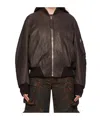Attico Leather Oversized Anja Bomber Jacket In Black