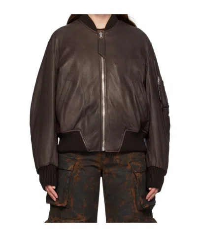 ATTICO LEATHER JACKET WITH ZIPPER FRONT