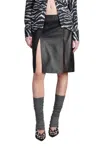 Attico Leather Skirt With Slit Design In Black