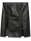 Attico Leather Skirt With Slit Design In Black