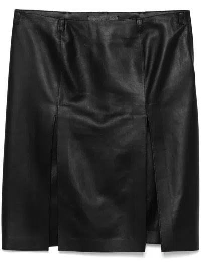 Attico Leather Mini Skirt In Black