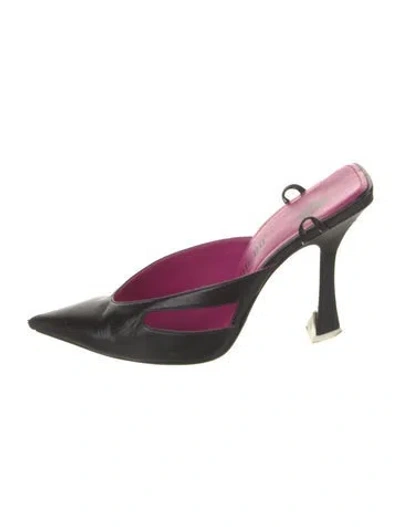 Pre-owned Attico Leather Mules In Black