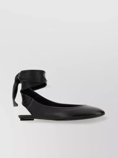 ATTICO LEATHER POINTED TOE BALLERINAS