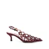 Attico Grid Embellished Suede Slingback Pumps In Purple