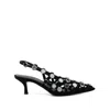 Attico The  Black Open Lattice Design Low-heeled Shoes