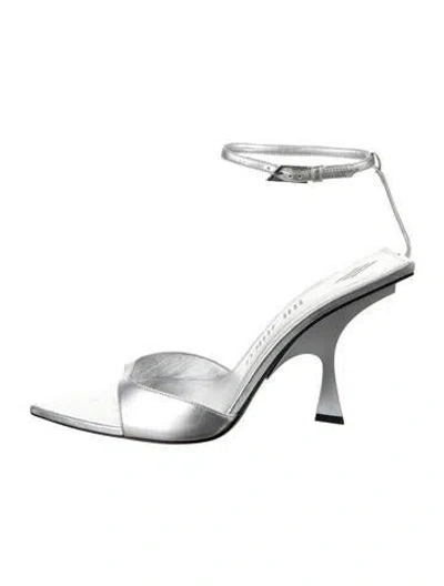 Pre-owned Attico Leather Sandals In Metallic/silver