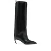 Attico Leather High Shaft Ankle Boots With Pointed Toe In Black