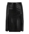 Attico Leather Skirt With Slit Design In Black
