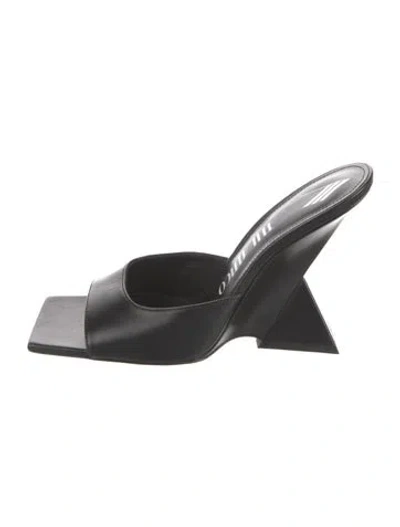 Pre-owned Attico Leather Slides In Black