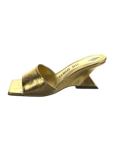 Pre-owned Attico Leather Slides In Gold