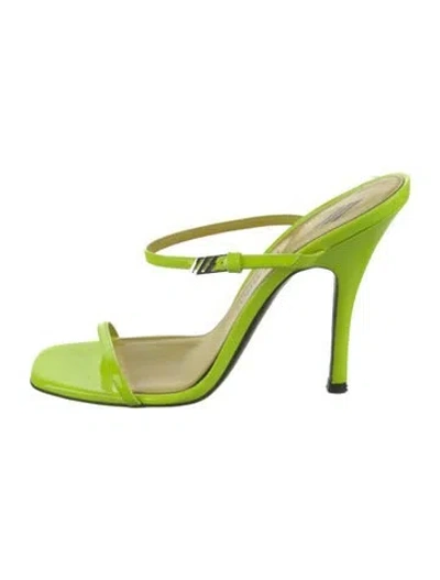 Pre-owned Attico Leather Slides In Green