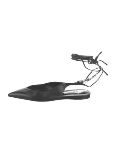 Pre-owned Attico Leather Slingback Flats In Black