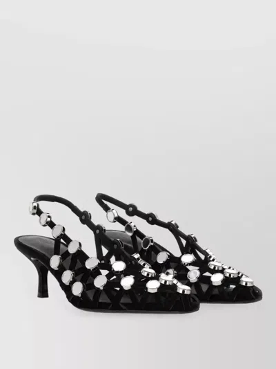 Attico Leather Slingback Mules In Black