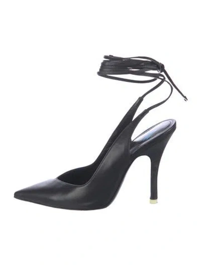 Pre-owned Attico Leather Slingback Pumps In Black