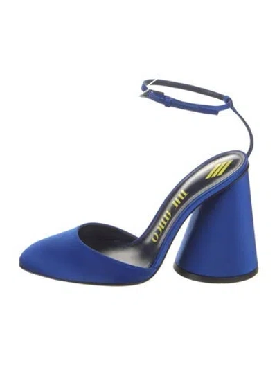 Pre-owned Attico Leather Slingback Pumps In Blue