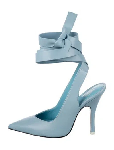 Pre-owned Attico Leather Slingback Pumps In Blue