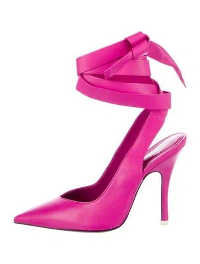 Pre-owned Attico Leather Slingback Pumps In Pink