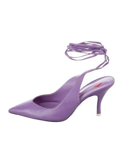 Pre-owned Attico Leather Slingback Pumps In Purple