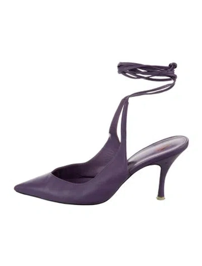 Pre-owned Attico Leather Slingback Pumps In Purple
