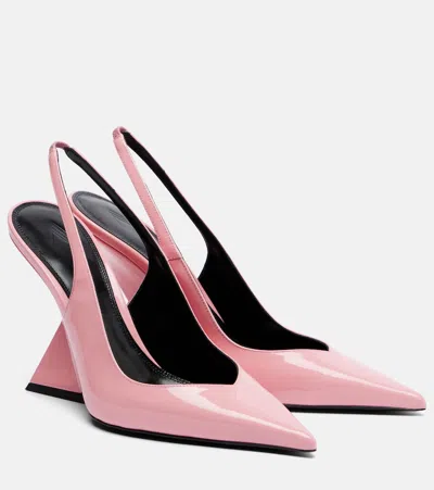 Attico Leather Slingback Wedges In Pink