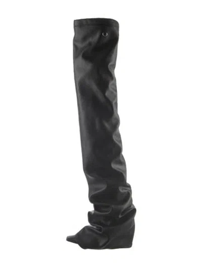 Pre-owned Attico Leather Slouch Boots In Black