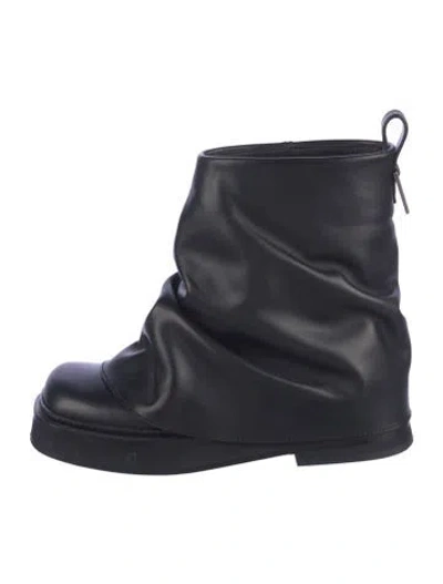 Pre-owned Attico Leather Slouch Boots In Blue