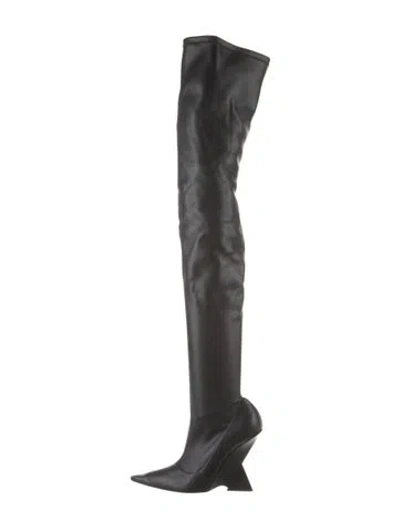 Pre-owned Attico Leather Sock Boots In Black