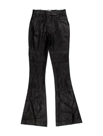 Pre-owned Attico Leather Wide Leg Pants In Black