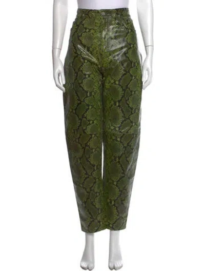 Pre-owned Attico Leather Wide Leg Pants W/ Tags In Green